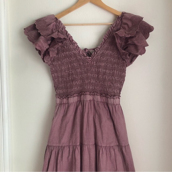 Sea NY Size 14 Heidi Heart Shirred Dress in Rose Cutout Back - Picture 3 of 11